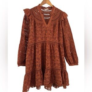 AE77 American Eagle Eyelet Long Sleeve Dress NWOT